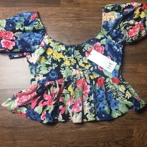 NWT ZARA Floral Peplum Blouse